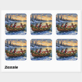 Basenji Kerstboot Vakantie Vierkante Sticker (Vel)