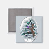 Basenji kerstcadeaus magneet (Voorkant / Achterkant)