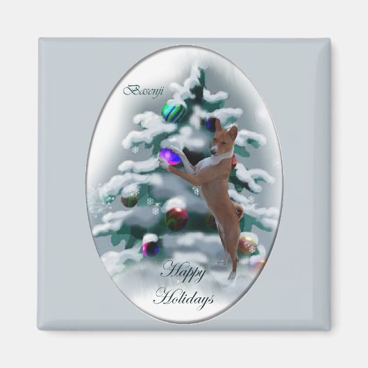 Basenji kerstcadeaus magneet (Voorkant)