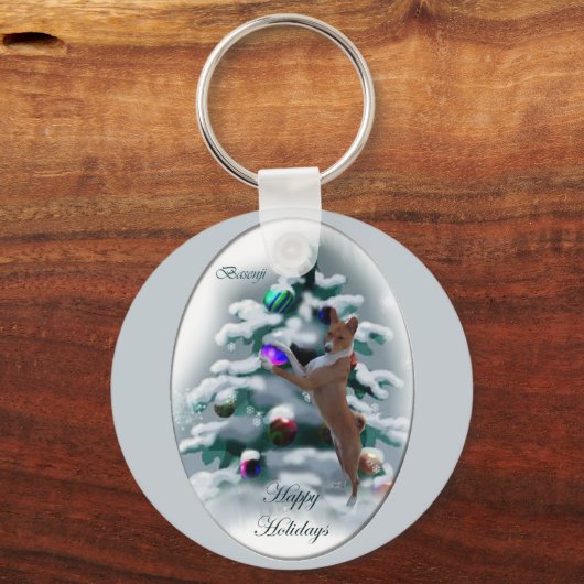 Basenji kerstcadeaus sleutelhanger (Voorkant)