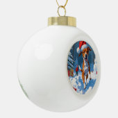 Basenji Kerstfeest Sneeuwscène Keramische Bal Ornament (Links)