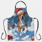 Basenji Kerstfeest Sneeuwscène Schort (Voorkant)