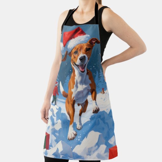 Basenji Kerstfeest Sneeuwscène Schort (Insitu)