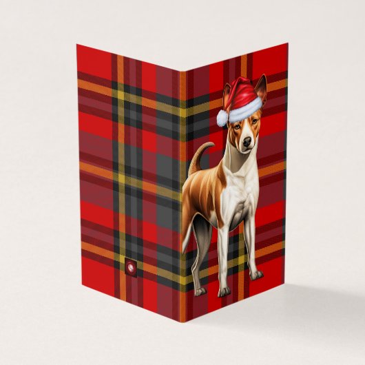Basenji Kersthond Rood en Groen Vakantie Plaid Kaart (Buitenkant)