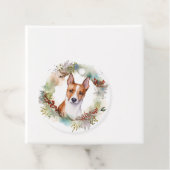 Basenji Kerstkrans feestelijke pup Bedankjes Labels (In situ)