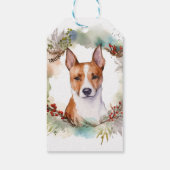 Basenji Kerstkrans feestelijke pup Cadeaulabel (Achterkant)