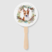 Basenji Kerstkrans feestelijke pup Handwaaier (Achterkant)
