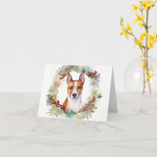 Basenji Kerstkrans feestelijke pup Kaart