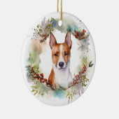 Basenji Kerstkrans feestelijke pup Keramisch Ornament (Rechts)