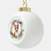 Basenji Kerstkrans feestelijke pup Keramische Bal Ornament (Rechts)