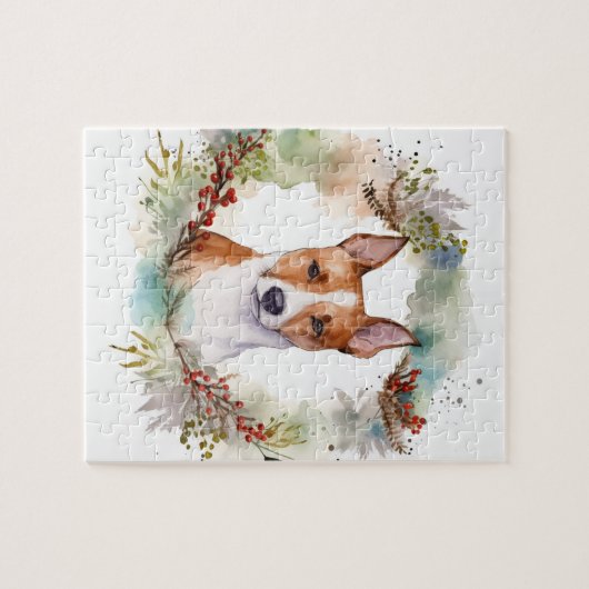 Basenji Kerstkrans feestelijke pup Legpuzzel (Horizontaal)