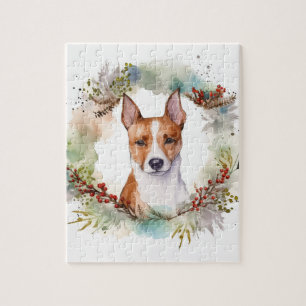 Basenji Kerstkrans feestelijke pup Legpuzzel