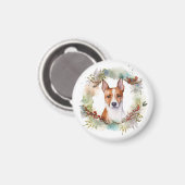 Basenji Kerstkrans feestelijke pup Magneet (Voorkant / Achterkant)
