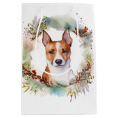 Basenji Kerstkrans feestelijke pup Medium Cadeauzakje (Voorkant)