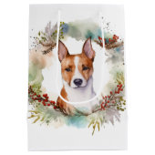 Basenji Kerstkrans feestelijke pup Medium Cadeauzakje (Achterkant)