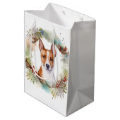 Basenji Kerstkrans feestelijke pup Medium Cadeauzakje (Achterkant Gekanteld)