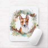 Basenji Kerstkrans feestelijke pup Muismat (Met muis)