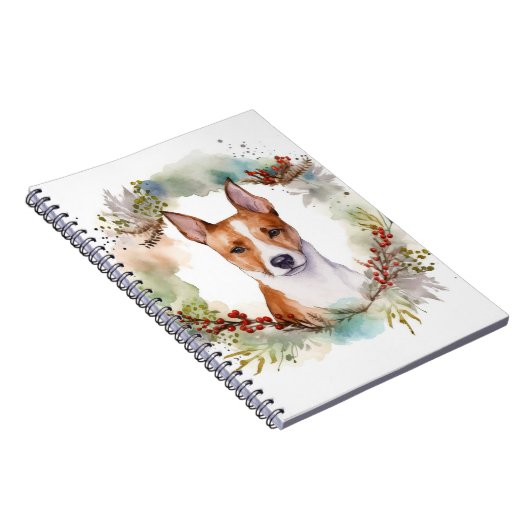 Basenji Kerstkrans feestelijke pup Notitieboek (Rechterzijde)