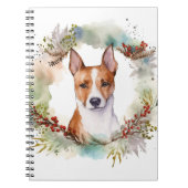 Basenji Kerstkrans feestelijke pup Notitieboek (Voorkant)