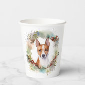 Basenji Kerstkrans feestelijke pup Papieren Bekers (Achterkant)