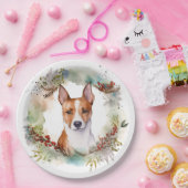 Basenji Kerstkrans feestelijke pup Papieren Bordje (Feest)