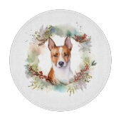 Basenji Kerstkrans feestelijke pup Snijplank (Voorkant)