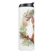 Basenji Kerstkrans feestelijke pup Thermosbeker (Gedraaid links)