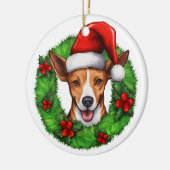 Basenji-kerstkrans Keramisch Ornament (Links)