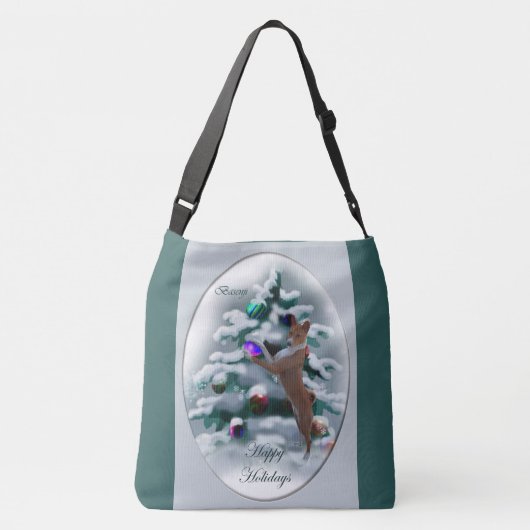 Basenji Kerstmis Crossbody Tas (Achterkant)