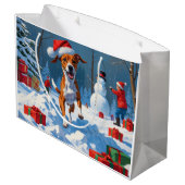 Basenji Kerstmis Festieve Sneeuw Scene Groot Cadeauzakje (Achterkant Gekanteld)