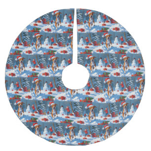 Basenji Kerstmis Festieve Sneeuw Scene Kerstboom Rok