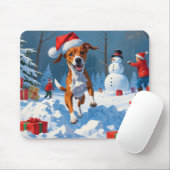Basenji Kerstmis Festieve Sneeuw Scene Muismat (Met muis)