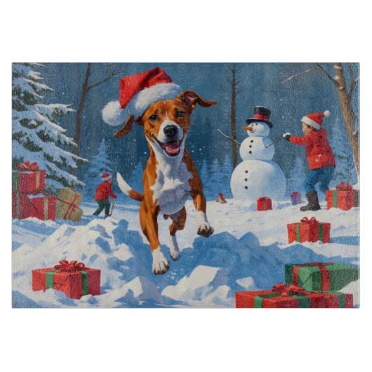 Basenji Kerstmis Festieve Sneeuw Scene Snijplank (Voorkant)