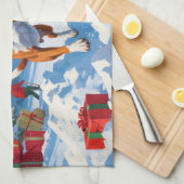 Basenji Kerstmis Festieve Sneeuw Scene Theedoek (Quarter Fold)