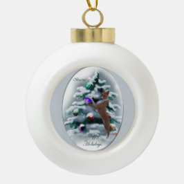 Basenji Kerstmis Keramische Bal Ornament