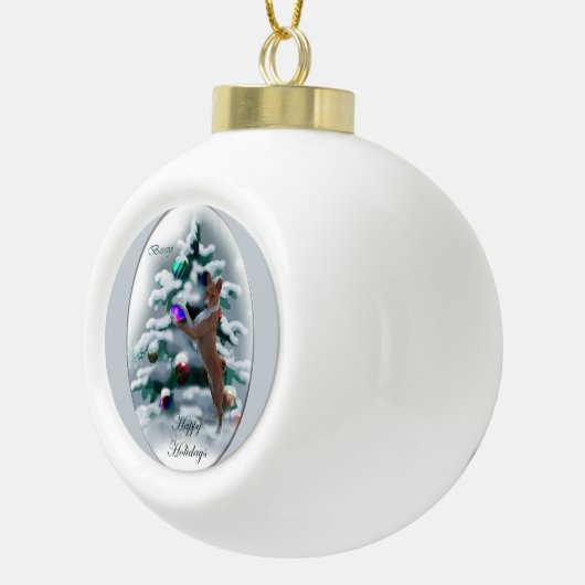 Basenji Kerstmis Keramische Bal Ornament (Rechts)