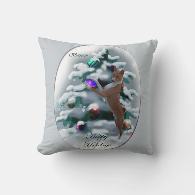 Basenji Kerstmis Kussen (Voorkant)