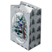 Basenji Kerstmis Medium Cadeauzakje (Voorkant Gekanteld)