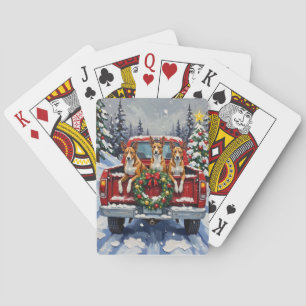 Basenji Kerstmis Rode Truck Holiday Pokerkaarten