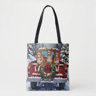 Basenji Kerstmis Rode Truck Holiday Tote Bag