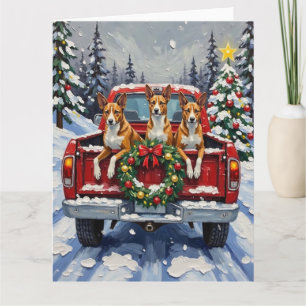 Basenji Kerstmis Rode Truck Vakantie Kaart
