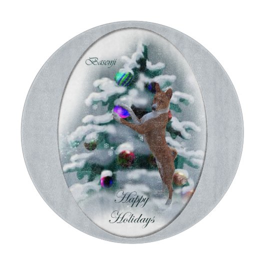 Basenji Kerstmis Snijplank (Voorkant)