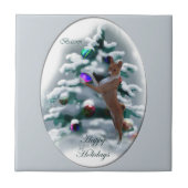 Basenji Kerstmis Tegeltje (Voorkant)