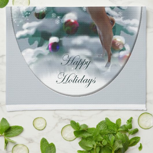 Basenji Kerstmis Theedoek (Gevouwen)