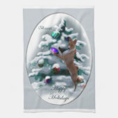 Basenji Kerstmis Theedoek (Verticaal)