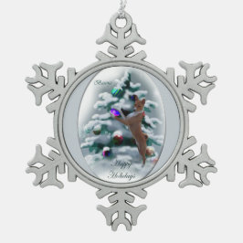Basenji Kerstmis Tin Sneeuwvlok Ornament