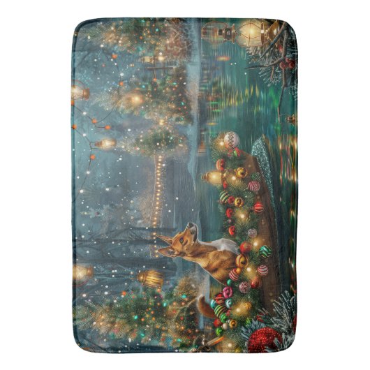 Basenji Kerstvakantie Badmat (Voorkant Verticaal)