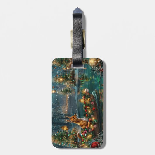 Basenji Kerstvakantie Bagagelabel (Achterkant verticaal)