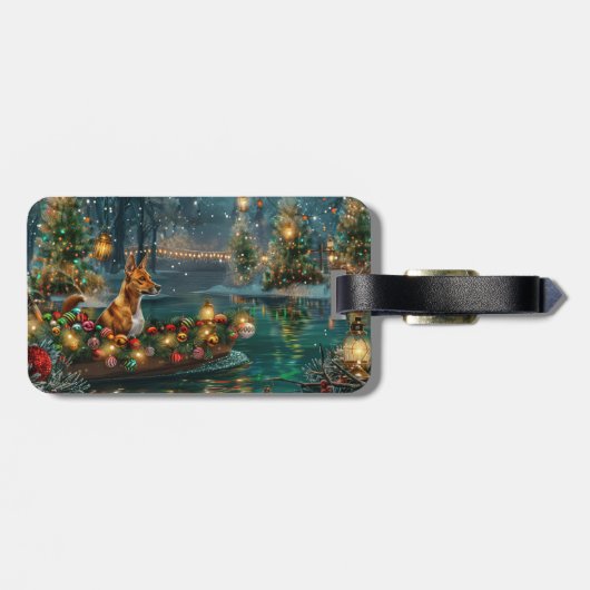 Basenji Kerstvakantie Bagagelabel (Achterkant horizontaal)