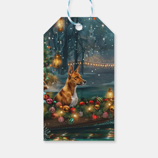 Basenji Kerstvakantie Cadeaulabel (Achterkant)